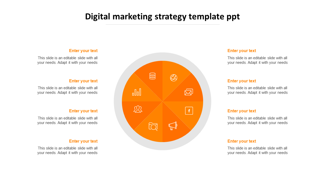 digital marketing strategy template ppt-orange